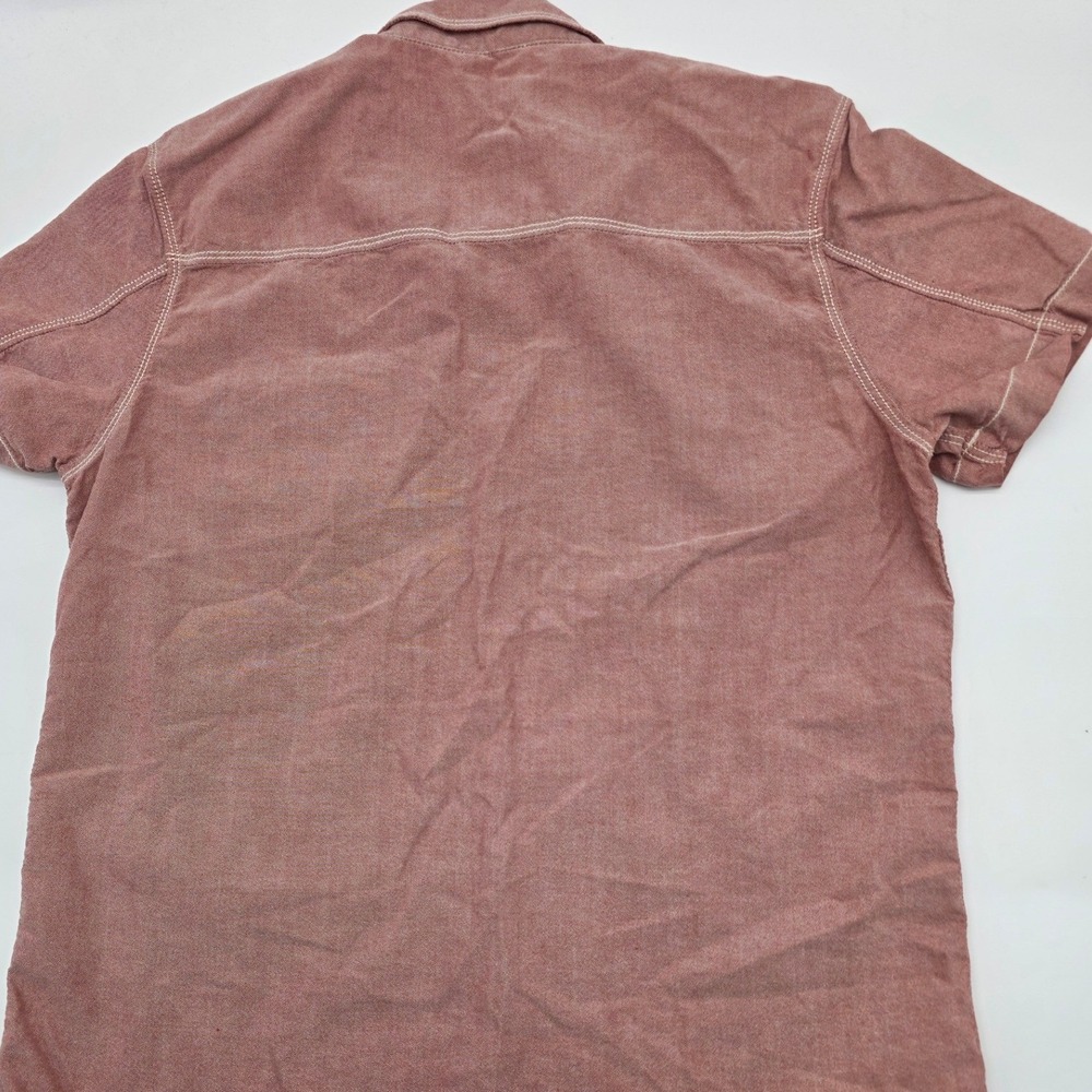 HIpster Button Down Shirt Mens Medium Red Short Sleeve Contrast Stitch Casual - Picture 2 of 5